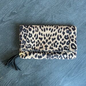 Fold-over Leopard Print Clutch